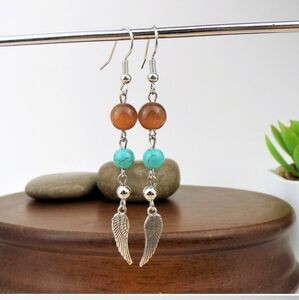 Silver and Turquoise Wing Earrings
